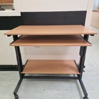 Mobile Computer Workstation - 3 Tier Wood & Metal