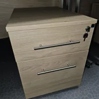Light Oak 2-Drawer Mobile Pedestal Filing Cabinet with Lock