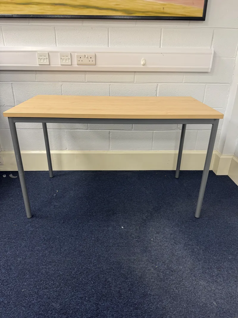 Wooden Top Work Table with Grey Metal Frame