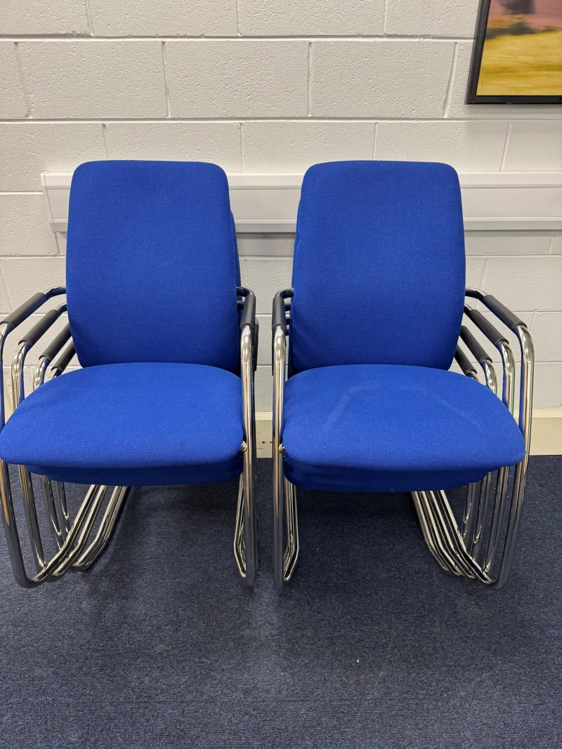 Blue Stackable Office/Meeting Chairs with Chrome Frame - Qty 10+
