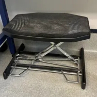 Adjustable Folding Footstool with Ribbed Black Upholstery